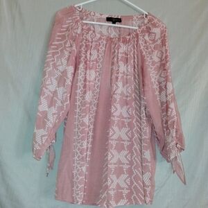 Fred David Pink and White Patterned Blouse